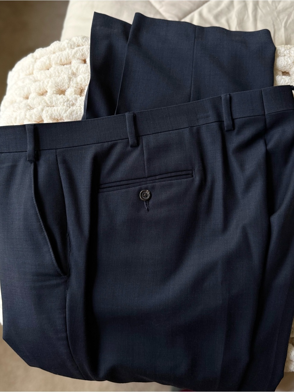 Men's CHAPS Wool Blend Navy Dress Pants - Classic Formal Trousers 40x30β